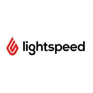 Lightspeed logo featuring a red abstract symbol to the left of the word “lightspeed” in black lowercase letters on a white background.